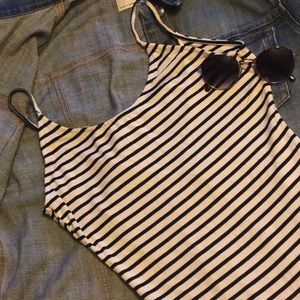 Striped tank body suit
